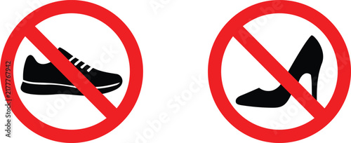 No footwear allowed prohibition signs vector