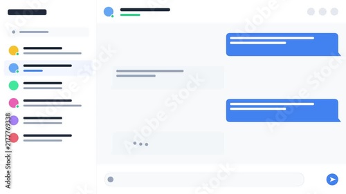 Minimalist Chat Application Interface and Messaging Dashboard Vector Illustration Template