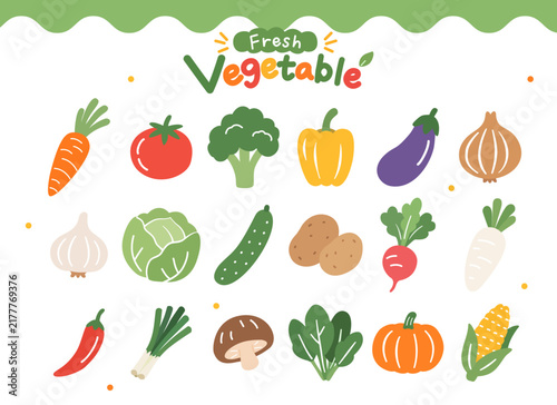 Fresh Vegetable and Healthy Food Sticker Set Collection