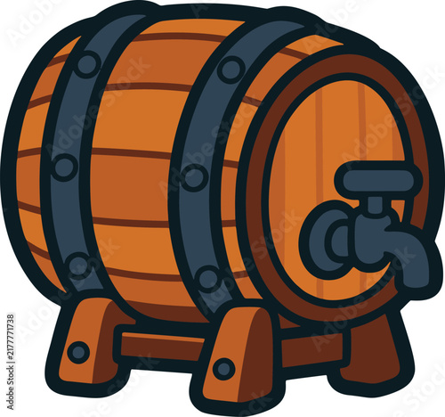 Traditional Beer Barrel Icon for Oktoberfest German Festival