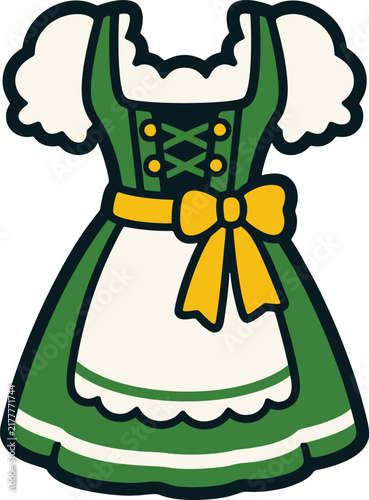 Traditional Bavarian Dirndl Dress Icon for Oktoberfest Festival