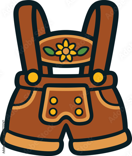 Traditional Bavarian Lederhosen Icon for Oktoberfest and German Culture