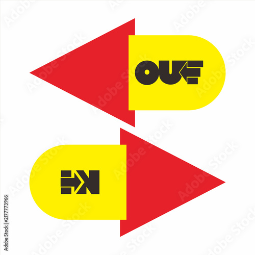 In and Out sign vector set with  arrow indicators, modern creative typography design  isolated on white background.