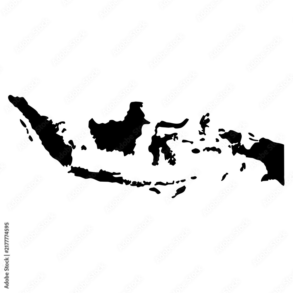 Obraz premium black silhouette map of Indonesia isolated on a transparent background