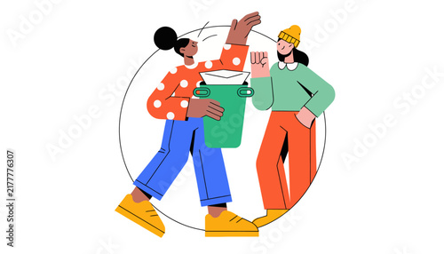 two friends high fiving in circle