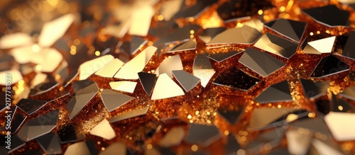 Abstract Golden Shards and Reflective Metallic Fragments
