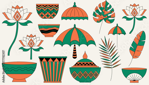 vintage tropical plants and pots