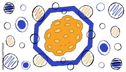 Virus cell structure, microscopic view, medical concept