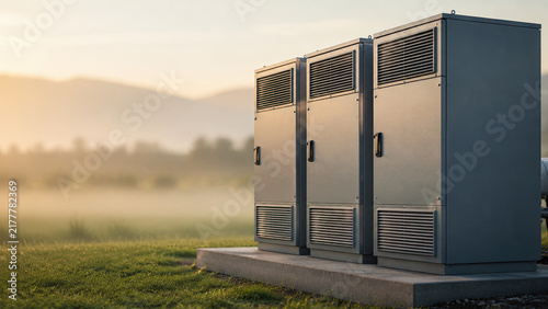 Battery storage sustainability concept in premium cinematic natural light
