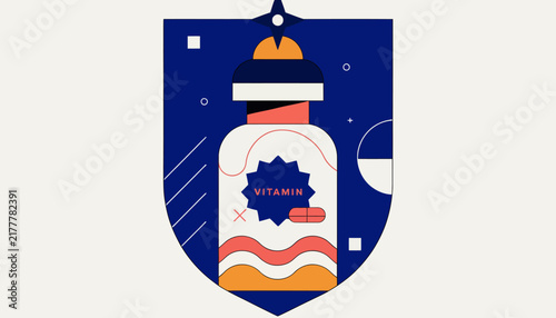 Vitamin bottle icon, colorful design