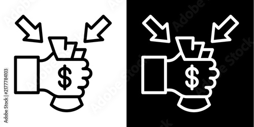 Money Squeeze Icon Set White Style Collection