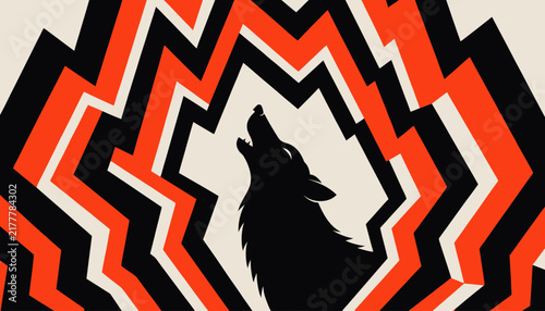 wolf silhouette howling abstract