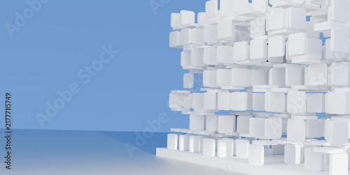 Картината върху платно Abstract background featuring a structured three dimensional grid of white round
