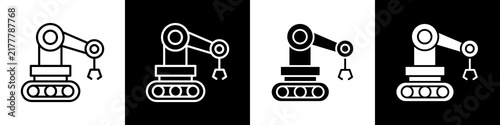Robot Farming black and white icon design concept