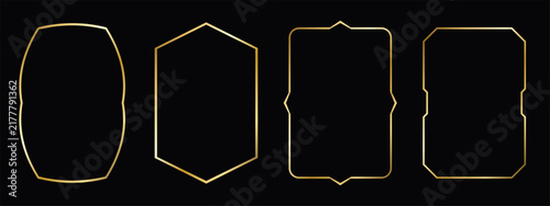 Luxury Gold Vintage Frame Set with Thin Line Geometric Borders