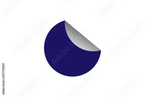 Navy Blue Round Sticker with Curled Corner - Isolated Peeling Label Vector Illustration