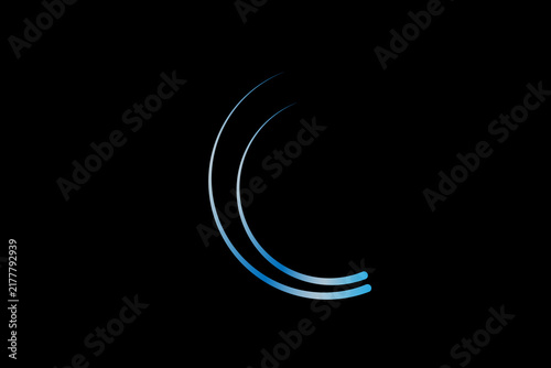 Abstract Blue Gradient Circular Lines Logo - Minimalist Modern Arc on Black Background