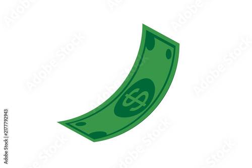 Falling Green Dollar Bill Vector Illustration - Floating Paper Money Concept