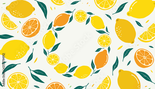 Citrus fruit wreath with lemons and oranges