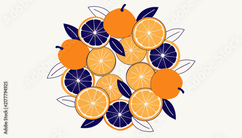 Citrus fruits illustration, oranges and lemons