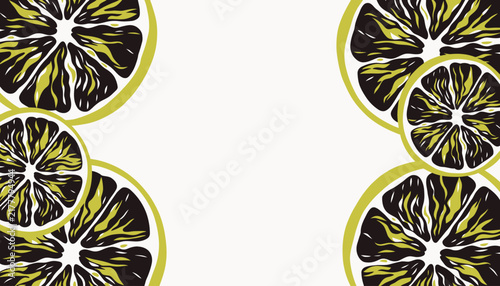 citrus slices pattern, black and yellow