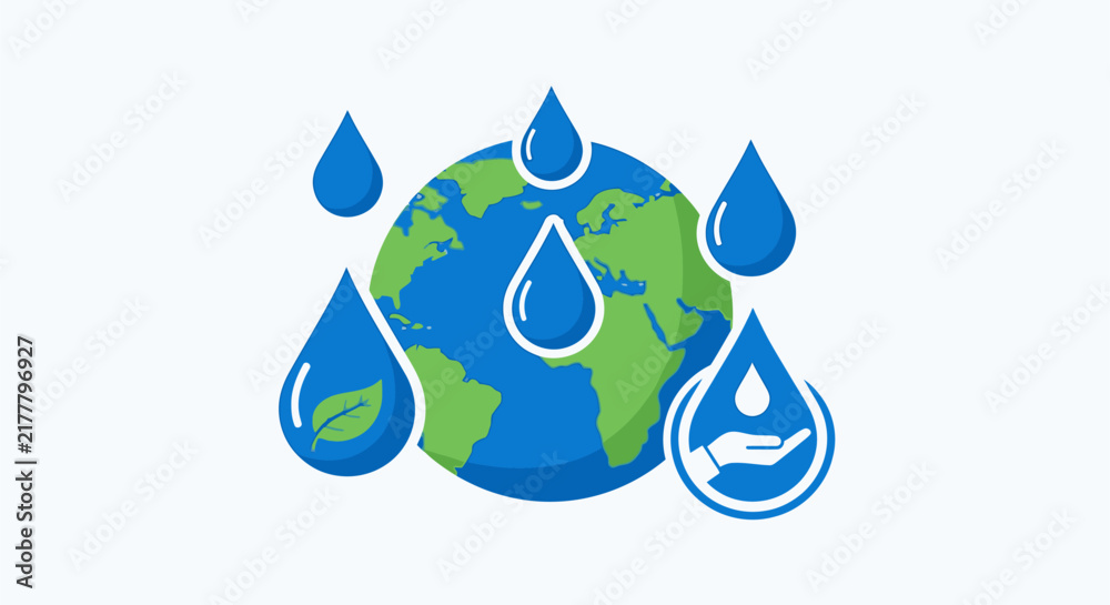 Obraz premium Illustrative graphic representing global water conservation, environmental sustainability, and responsible resource management for a healthier planet