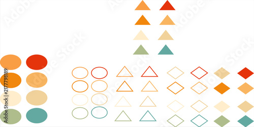 Levels of triangular pyramid icon set. Triangle pyramid chart collection. Maslow layer diagram. Development level infographic. Business graph. Vector illustration isolated on white background