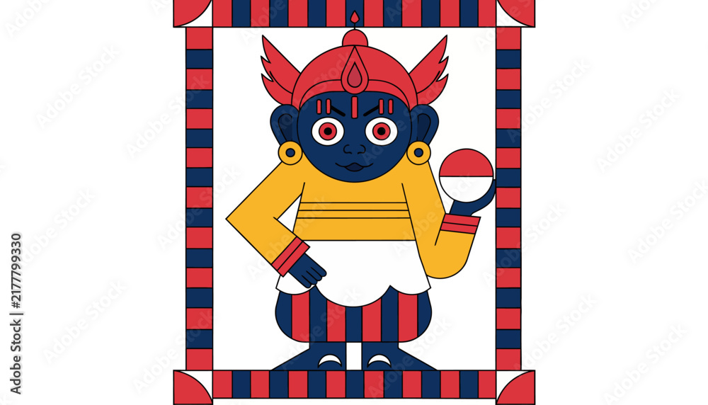 Fototapeta premium cartoon character, red and blue frame