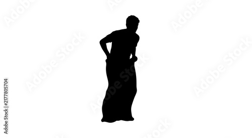 Man jumping in a sack race silhouette