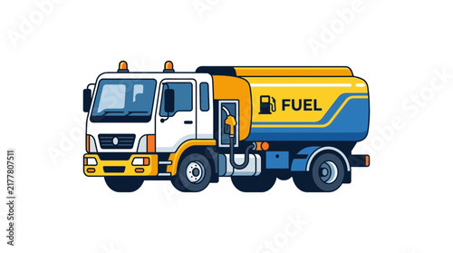 Vector Illustration of a Fuel Tanker Truck