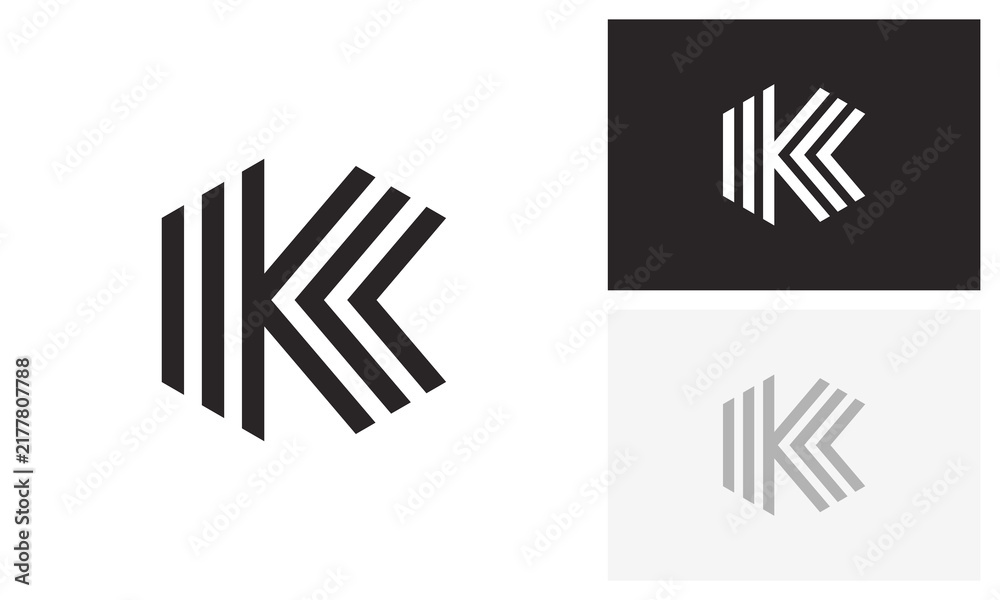 Obraz premium Abstract Letter K Parallel Lines Geometric Monogram