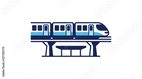 Foto Minimalist Monorail Train Icon on Elevated Track