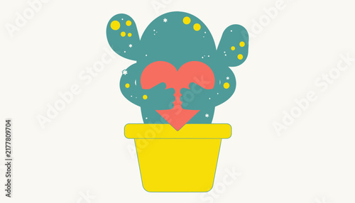 cactus with heart in pot