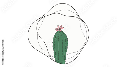 Cactus with pink flower in a bubble