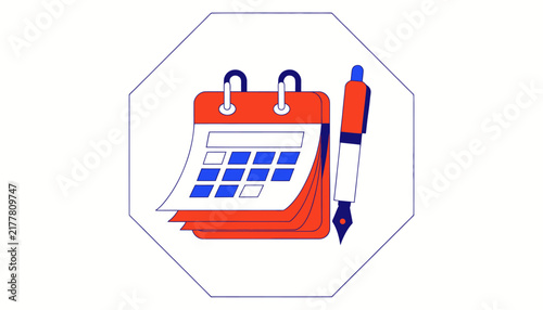 Calendar and Pen Icon Isolated on Transparent Background - Planning and Scheduling Concept
