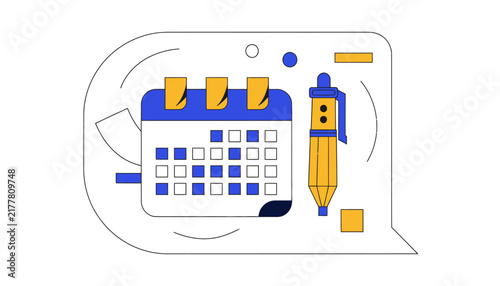 Calendar and Pen Icon - Isolated Graphic Design Element