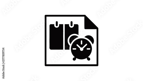 Calendar icon with alarm clock symbolizing deadline, schedule, time management, isolated on transparent background