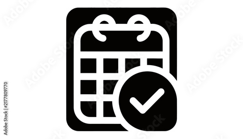 Calendar Icon with Checkmark - Schedule, Planning, Appointment, Task Management, To-Do List