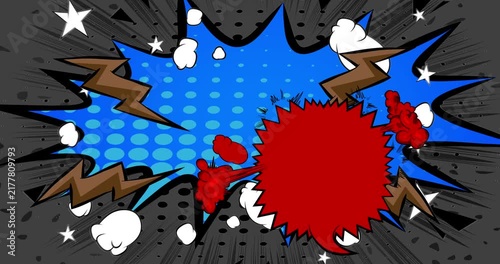 Cartoon background animation, comic book backdrop video. Retro comics pop art design.