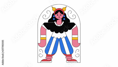 Cartoon woman with devil horns, isolated on transparent background