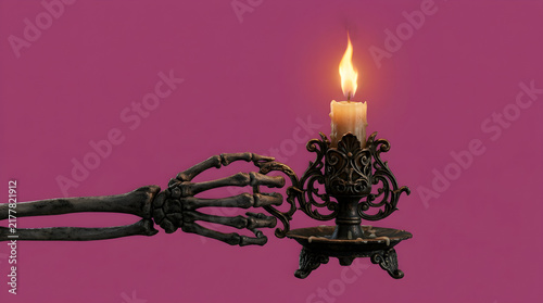 Glowing Candle Flame in Darkness Creating Warm Romantic Candlelight for Christmas Celebration and Holiday Decoration