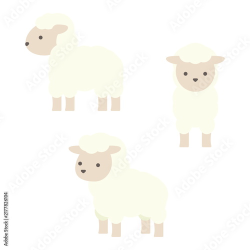 シンプルなデザインがかわいいヒツジのイラストセット
