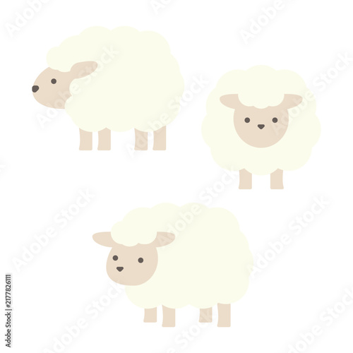 もこもこした毛並みがかわいいヒツジのイラストセット