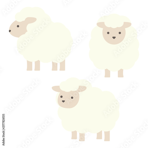 ふんわりとした毛並みがかわいいヒツジのイラストセット