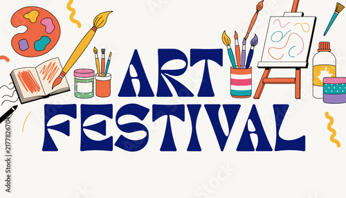 Art festival colorful illustration with painting tools