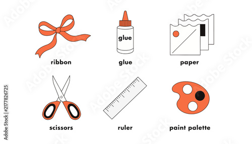 art supplies icons set