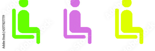 Foto Colorful airline seat icons in normal, reclined, and upright positions isolated