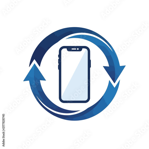 Smartphone icon with circular arrows indicating exchange, refresh, or data transfer.