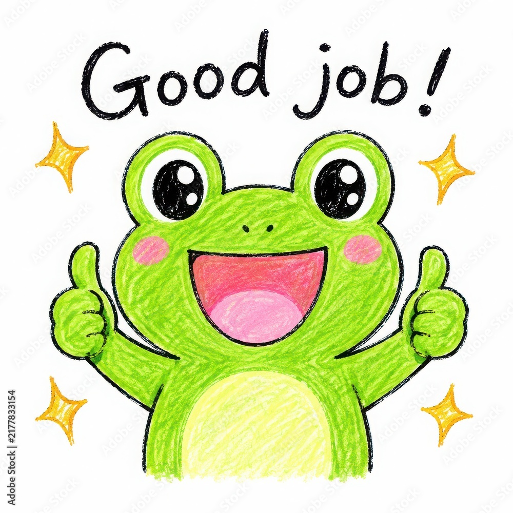 Fototapeta premium Happy Frog Character Celebrating Achievement with Cheerful Expression