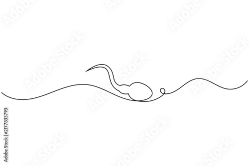 Sperm cell swimming movement one line art fertility health medical biology vector illustration